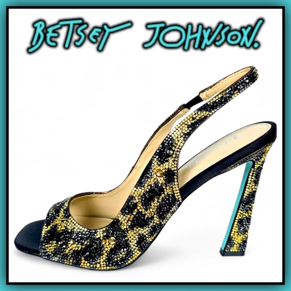 Betsey Johnson Shoes - NEW Betsey Johnson Jovi Leopard Rhinestone Design Slingback Heels size